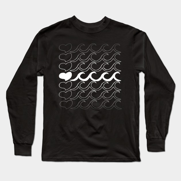 I Love Waves White Long Sleeve T-Shirt by Shawnsonart